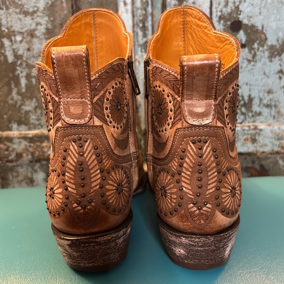 Old Gringo Valentine Dion Brown Tan Floral Beaded Ankle Boots Western 8 - Picture 7 of 15